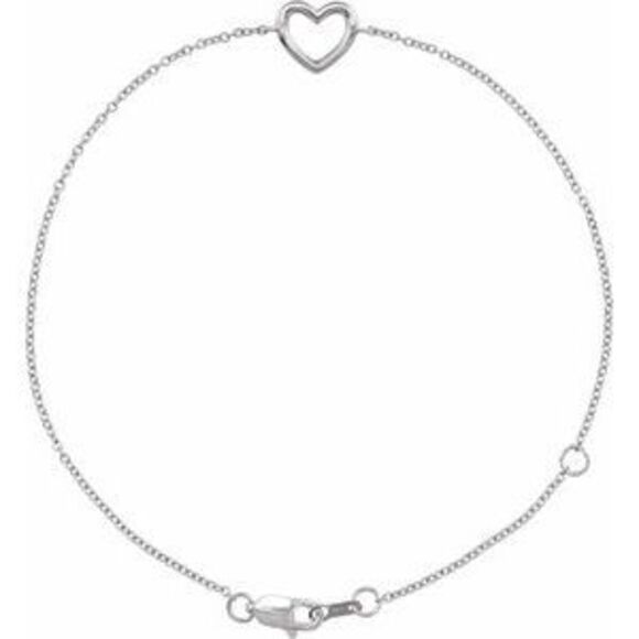 14K White Heart 6 1/2-7 1/2" Bracelet,All Products : American Fashion Style Bags On Sale